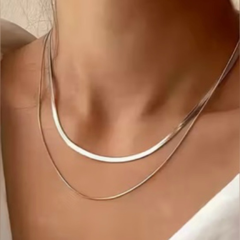 NEW Stainless Steel Women's Snake Bone Chain Necklace, Gold